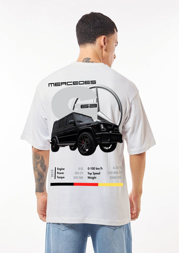 Mercedes G63 White Printed Oversized Tee