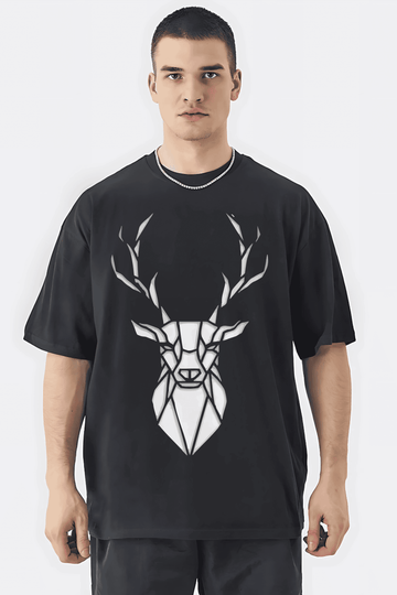 Deer Animal Men Oversized Printed T-shirt