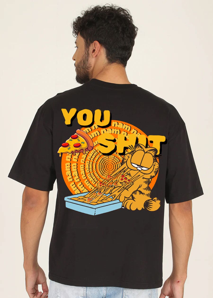 Garfield: YOU PIZZA SHIT Men Oversized Printed T-shirt
