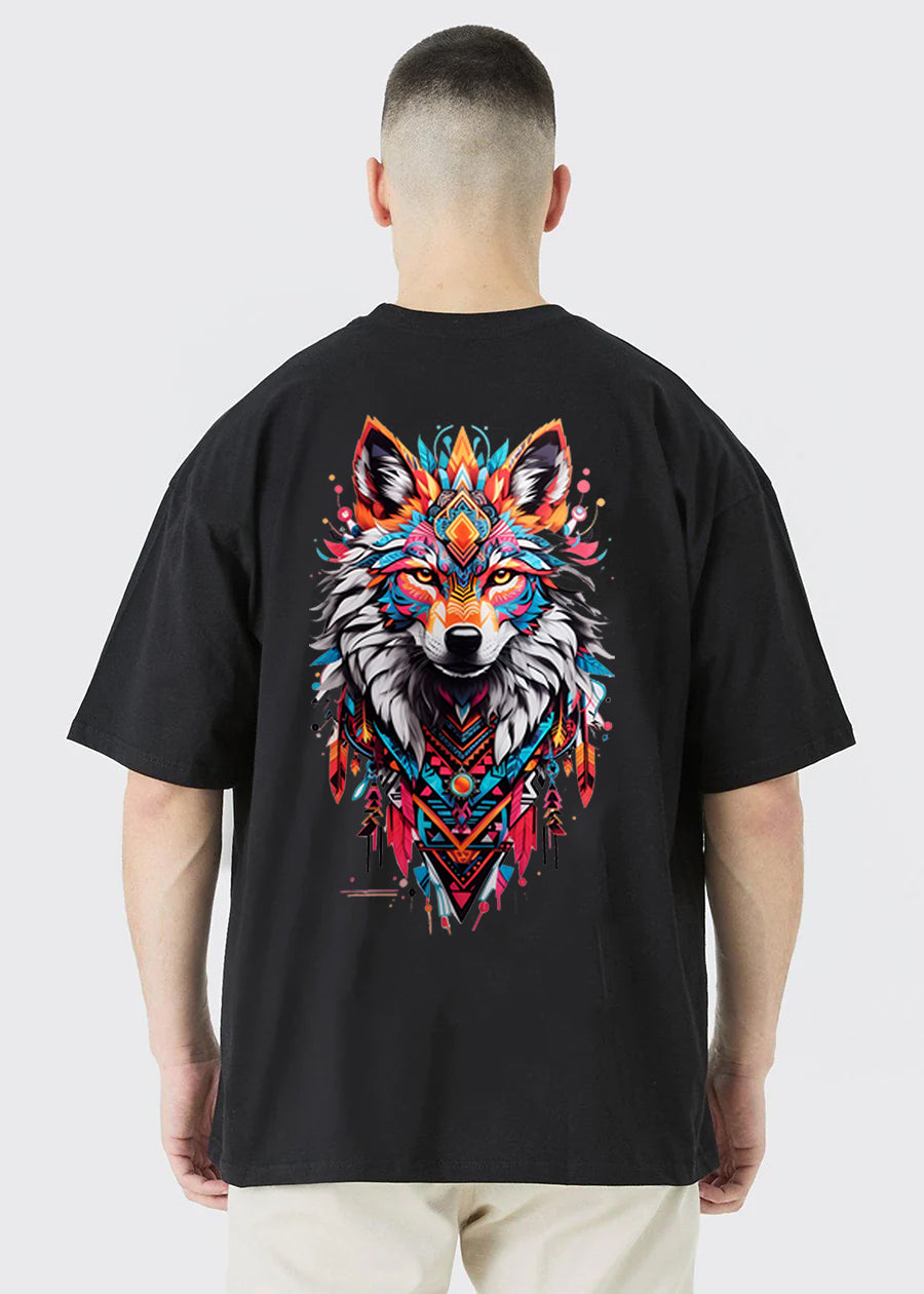 AI WOLF T-Shirt Wolf Men Oversized Printed T-shirt