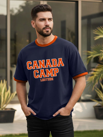 Men’s Northern Varsity Oversized T-Shirt | Navy & Rust Contrast Streetwear Tee