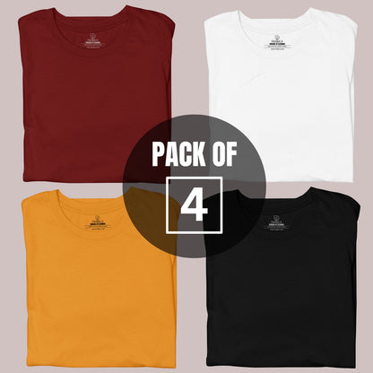 SOLID HALF SLEEVE T-SHIRT MEN COMBO - PACK OF 4