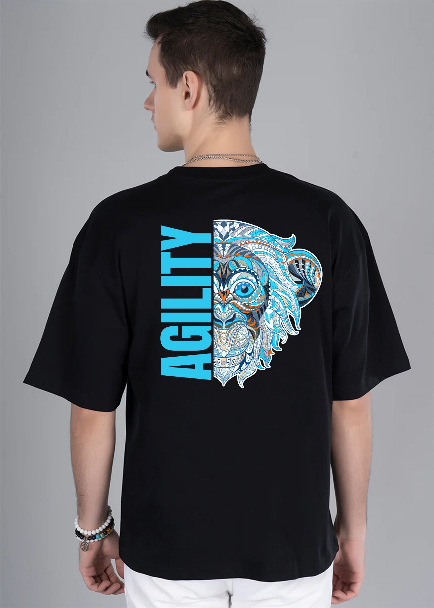 Agility Monkey Men Oversized Printed T-Shirt