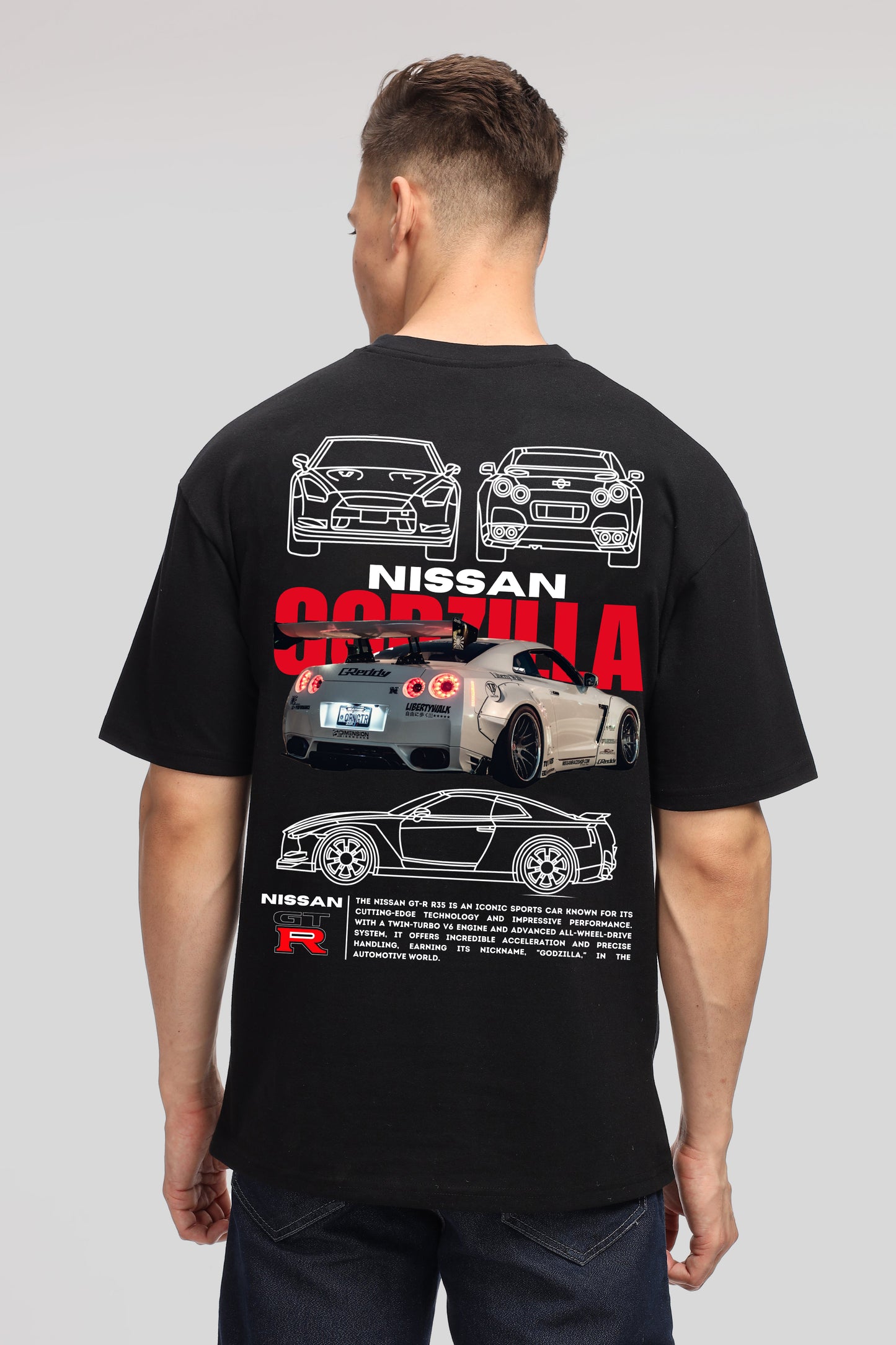 NISSAN GODZILLA GTR  Men Oversized Printed T-shirt