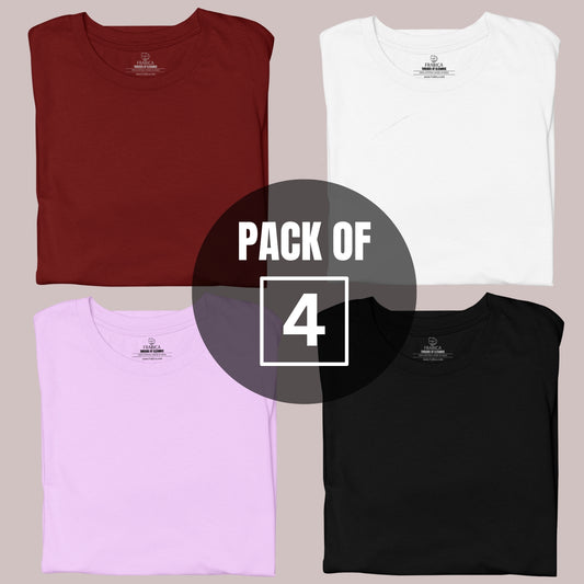 SOLID HALF SLEEVE T-SHIRT MEN COMBO - PACK OF 4