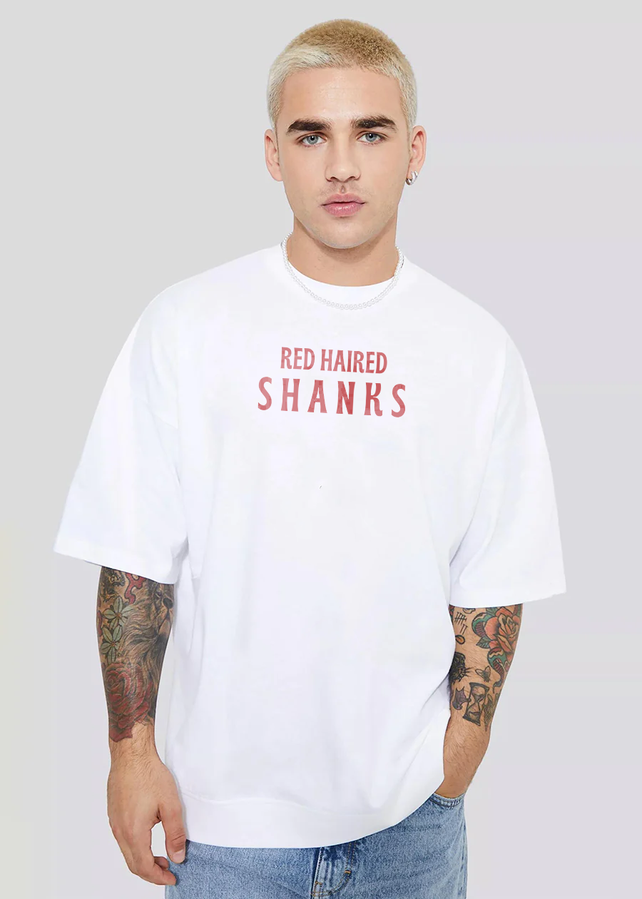 Red haired shanks One Piece Men Oversized Printed T-shirt