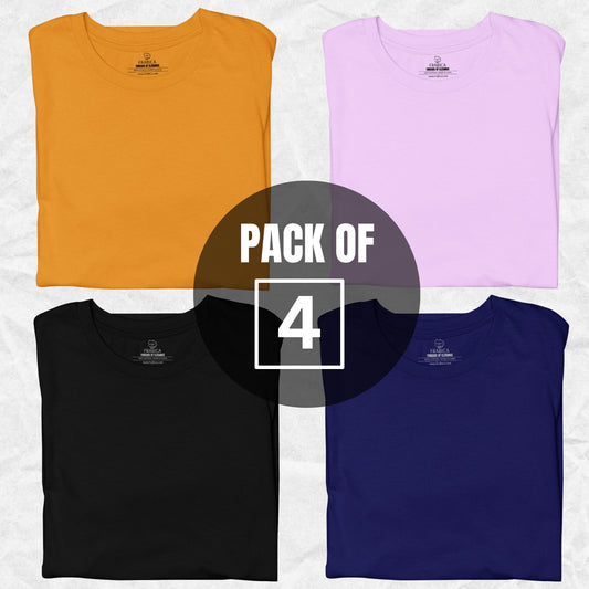 SOLID HALF SLEEVE T-SHIRT MEN COMBO - PACK OF 4