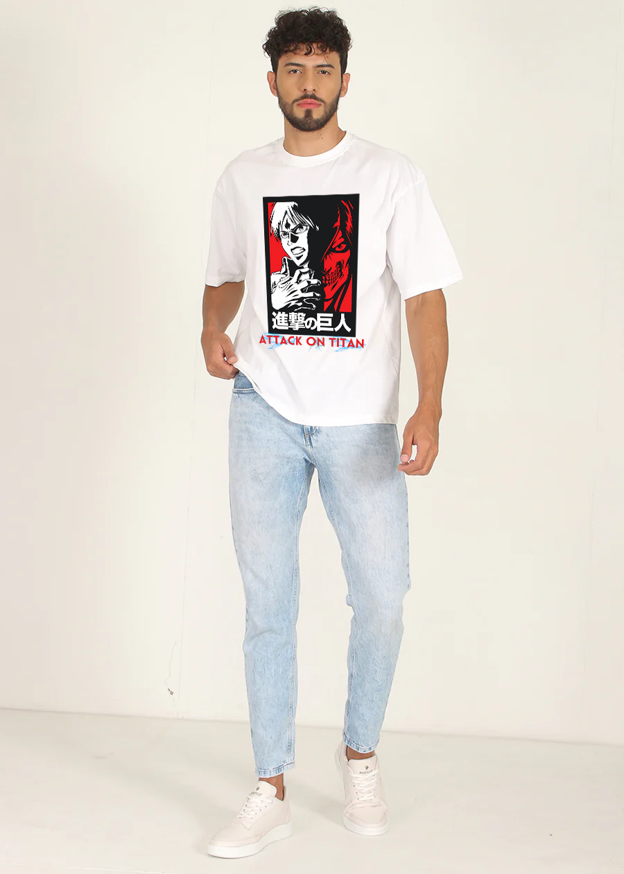 Eren Men Oversized Printed T-shirt (Attack on Titian)