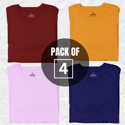 SOLID HALF SLEEVE T-SHIRT MEN COMBO - PACK OF 4