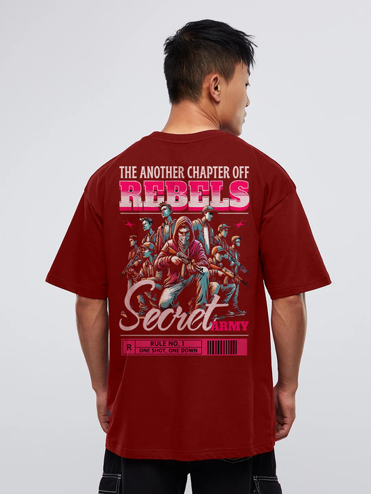 REBELS Men Oversized Printed T-shirt