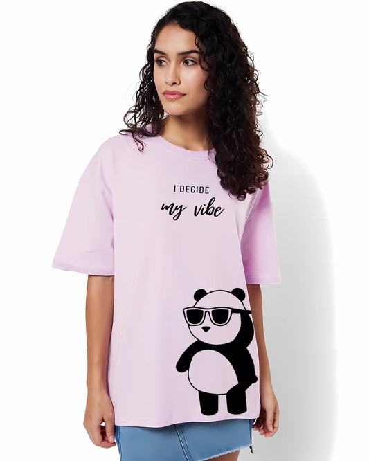 Women's Lavender I Decide My Vibe Graphic Printed Oversized T-Shirt