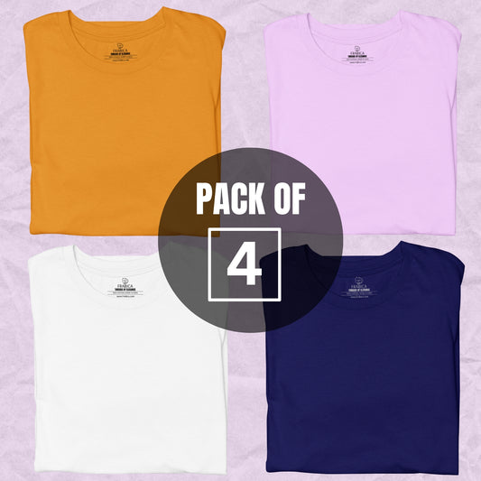 SOLID HALF SLEEVE T-SHIRT MEN COMBO - PACK OF 4