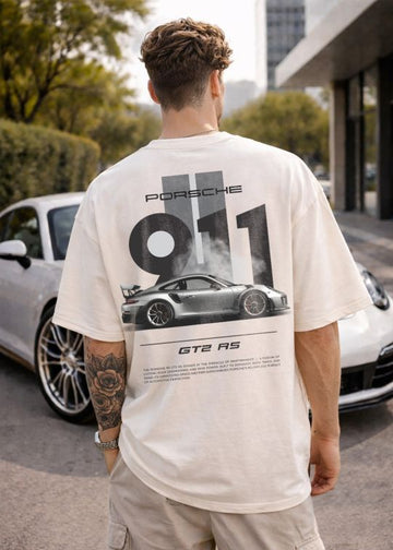 Porsche Gt2 Rs Premium White Oversized T Shirt For Men