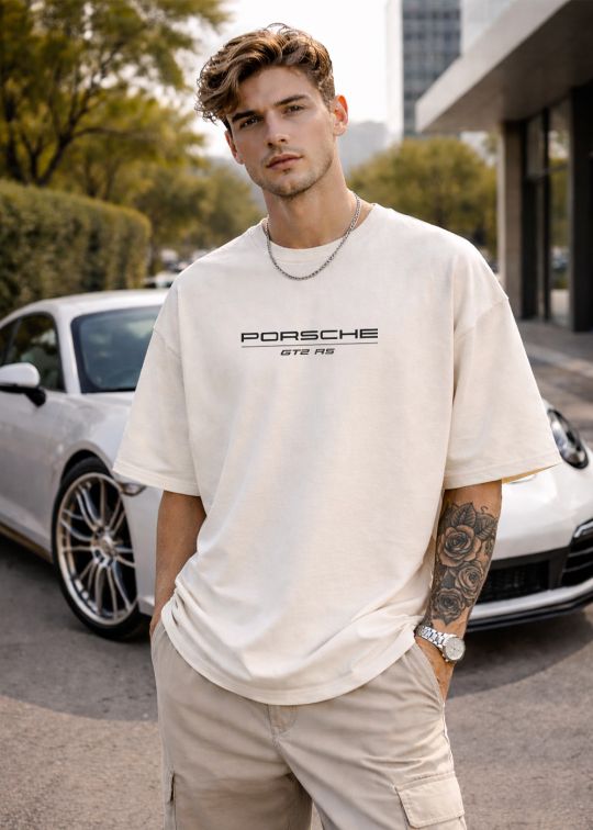 Porsche Gt2 Rs Premium White Oversized T Shirt For Men