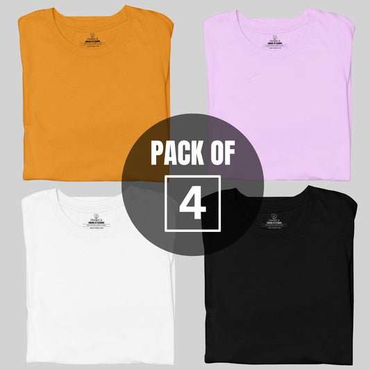 SOLID HALF SLEEVE T-SHIRT MEN COMBO - PACK OF 4