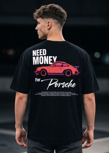 Need Money For Porsche Black Oversized T Shirt For Men