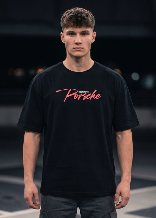Need Money For Porsche Black Oversized T Shirt For Men