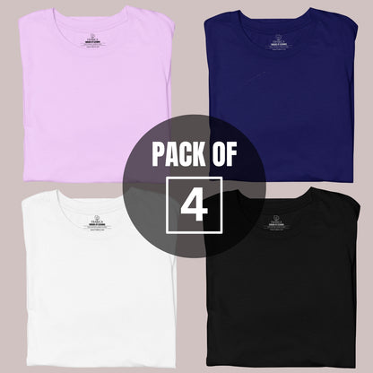 SOLID HALF SLEEVE T-SHIRT MEN COMBO - PACK OF 4