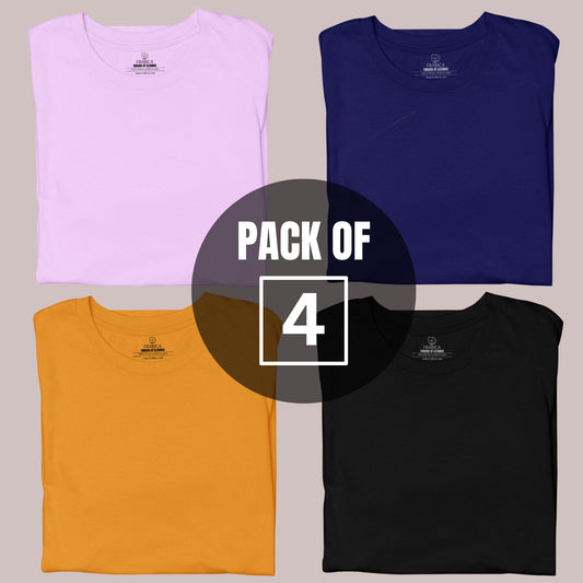 SOLID HALF SLEEVE T-SHIRT MEN COMBO - PACK OF 4