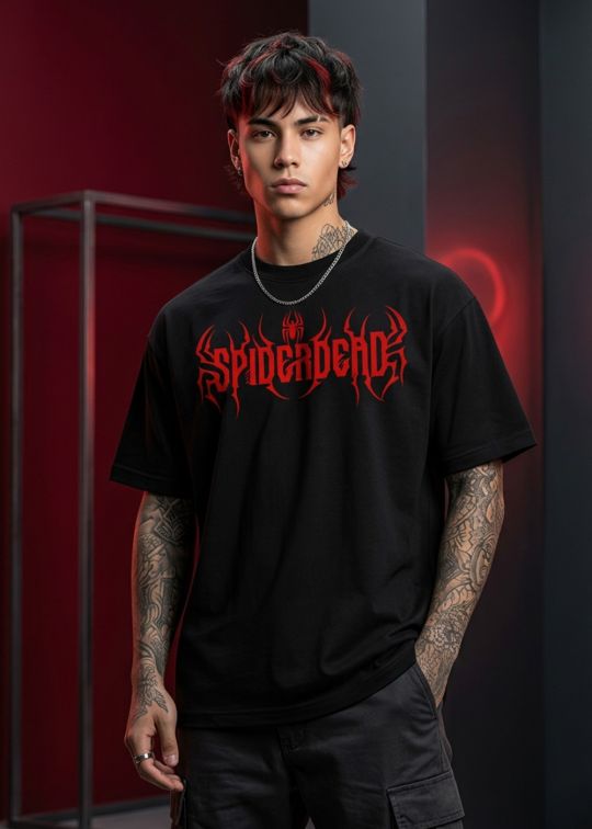 Spiderdead Black Half Sleeve Tshirt For Men