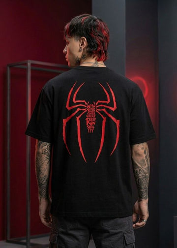 Spiderdead Black Half Sleeve Tshirt For Men