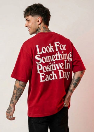 Something Positive Premium Red Oversized T Shirt For Men