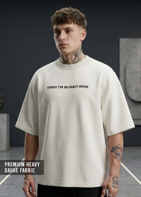 I Need My Space Premium Off White Oversized T Shirt For Men