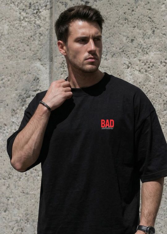 Bad Intentions Premium Black Oversized T Shirt For Men