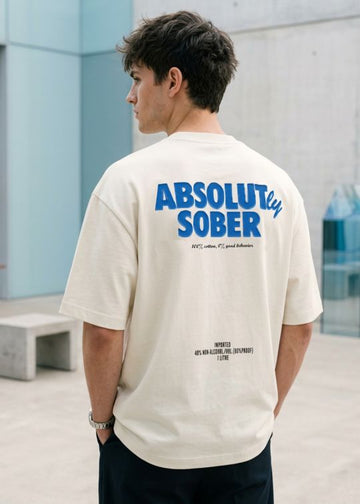 Absolutly Sober Premium White Oversized T Shirt For Men