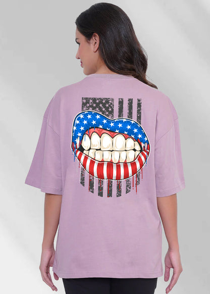 American lips printed tshirt 