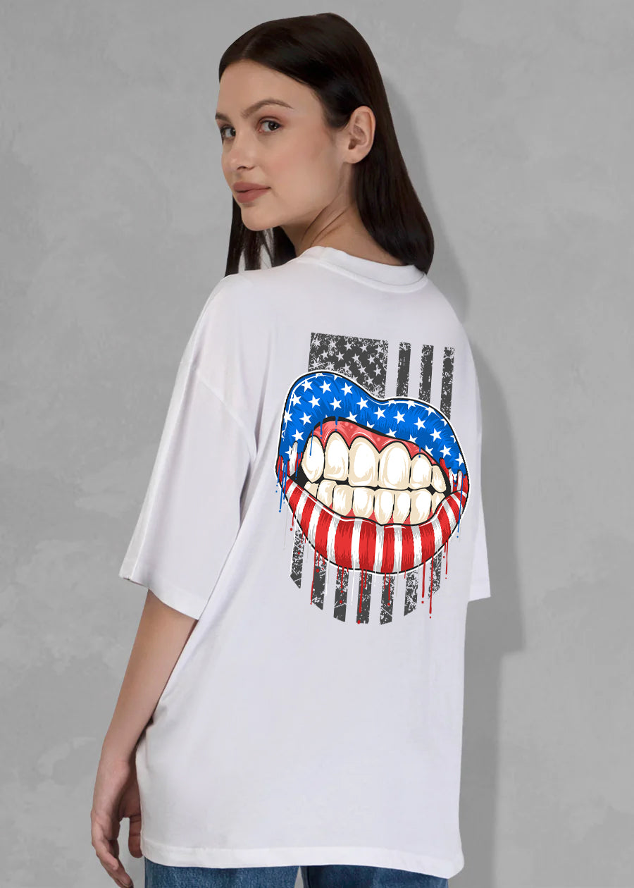 american lips oversized printed tshirt