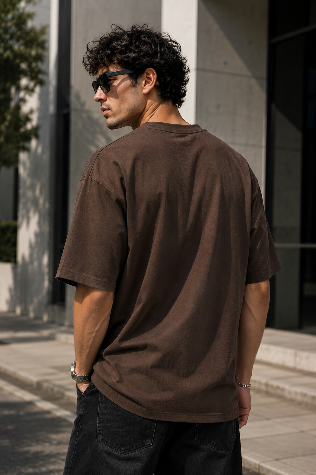 Men’s Mocha Brown Oversized T-Shirt | Solid Premium Cotton Relaxed Fit Streetwear Tee