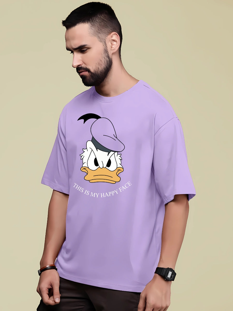 Donald Duck: Happy Face Men Oversized Printed T-shirt