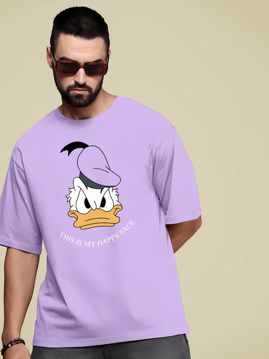 Donald Duck: Happy Face Men Oversized Printed T-shirt