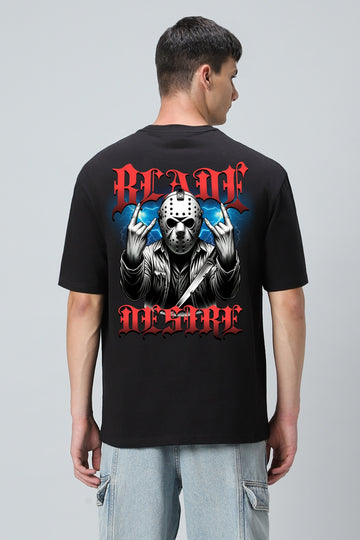 Rebel Masked Warrior Graphic Printed Oversized T-Shirt for Men