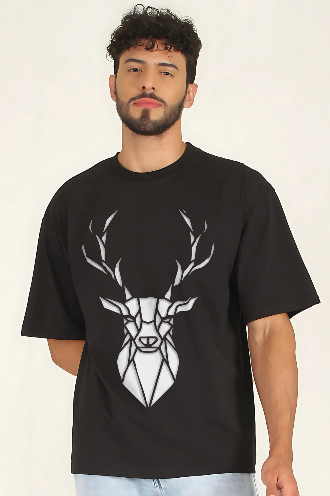 Deer Animal Men Oversized Printed T-shirt