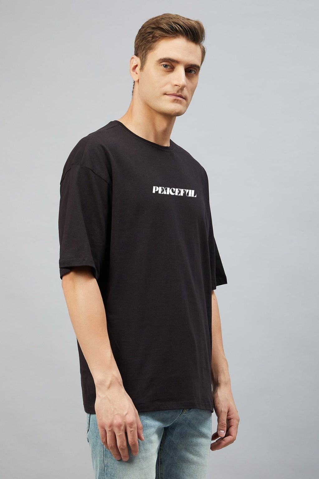 Peaceful Dove & Floral Graphic Printed Oversized T-Shirt for Men
