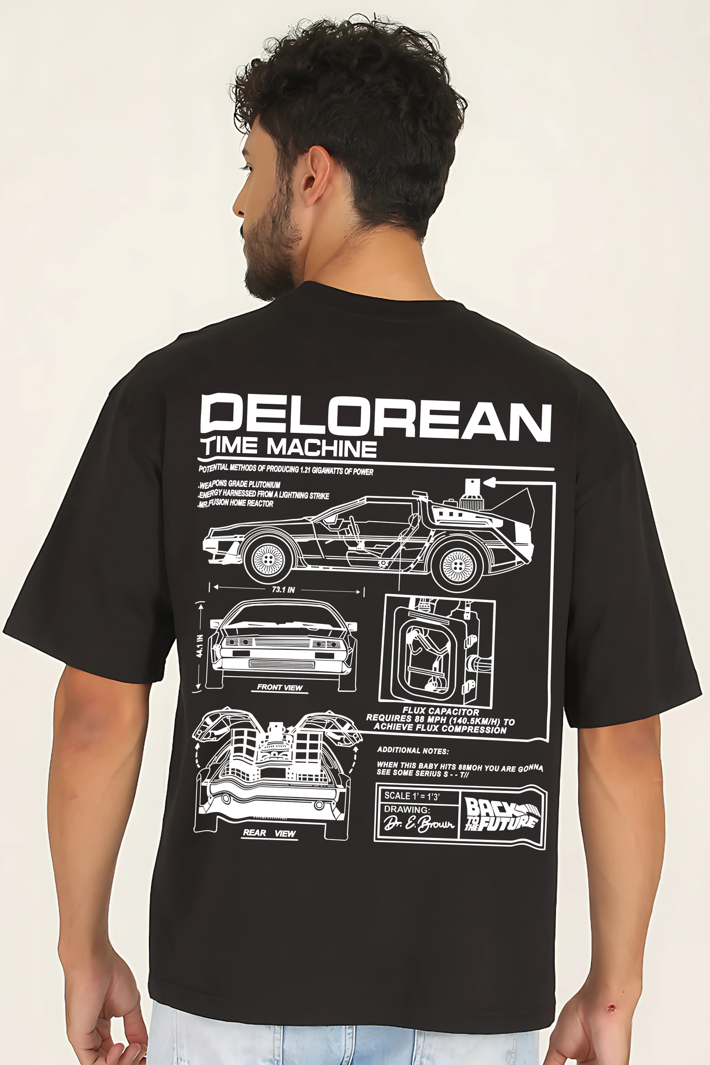 DELOREAN Men Oversized Printed T-shirt