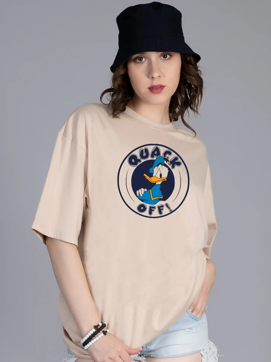 Donald Quack Off Graphic Printed Women's Oversized T-shirt