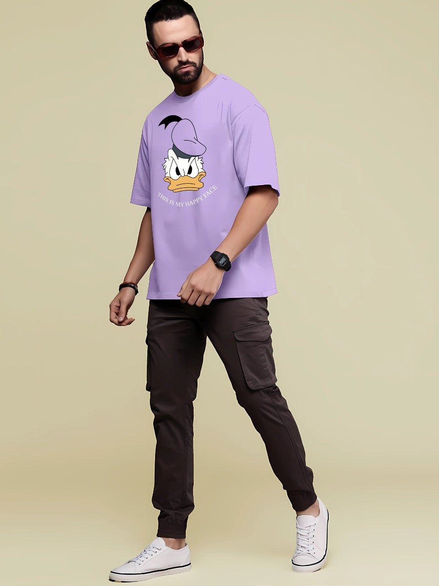 Donald Duck: Happy Face Men Oversized Printed T-shirt