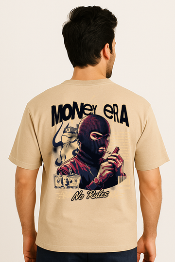 Money Era No Rules Graphic Printed Oversized T-Shirt for Men