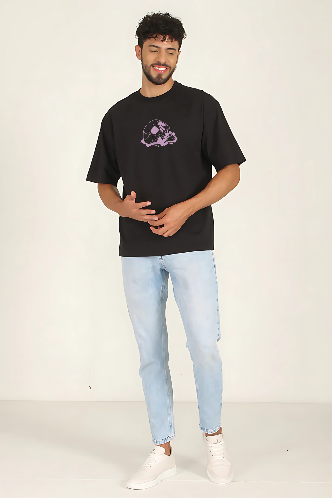 SPOOKY Men Oversized Printed T-shirt