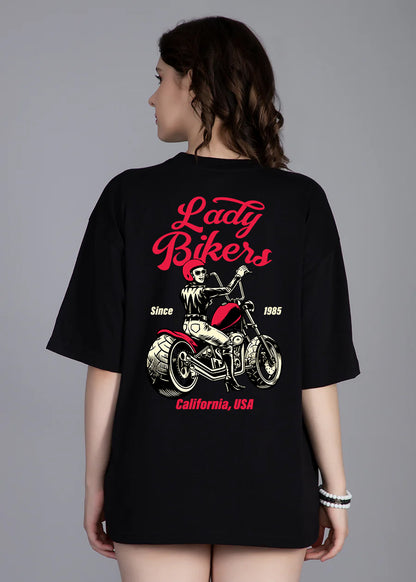 Lady Biker Women Oversized Printed T-Shirt