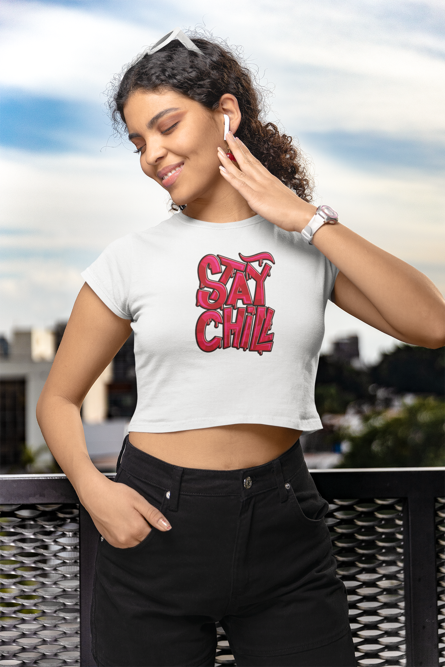 Stay Chill Women Printed Crop Top - Frabica