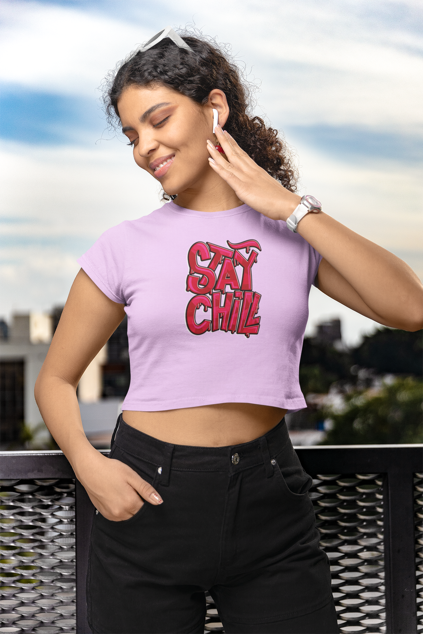 Stay Chill Women Printed Crop Top - Frabica