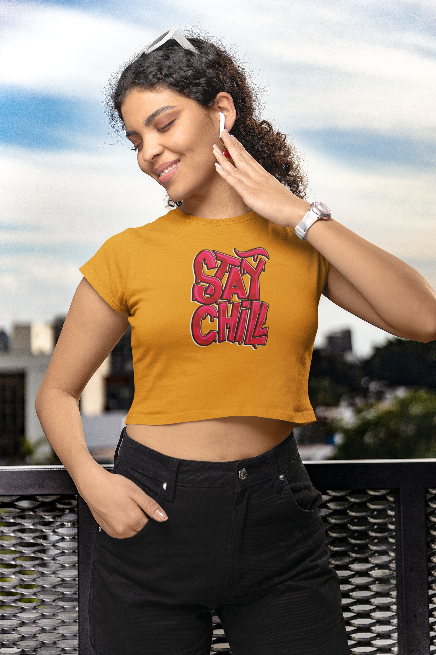 Stay Chill Women Printed Crop Top - Frabica