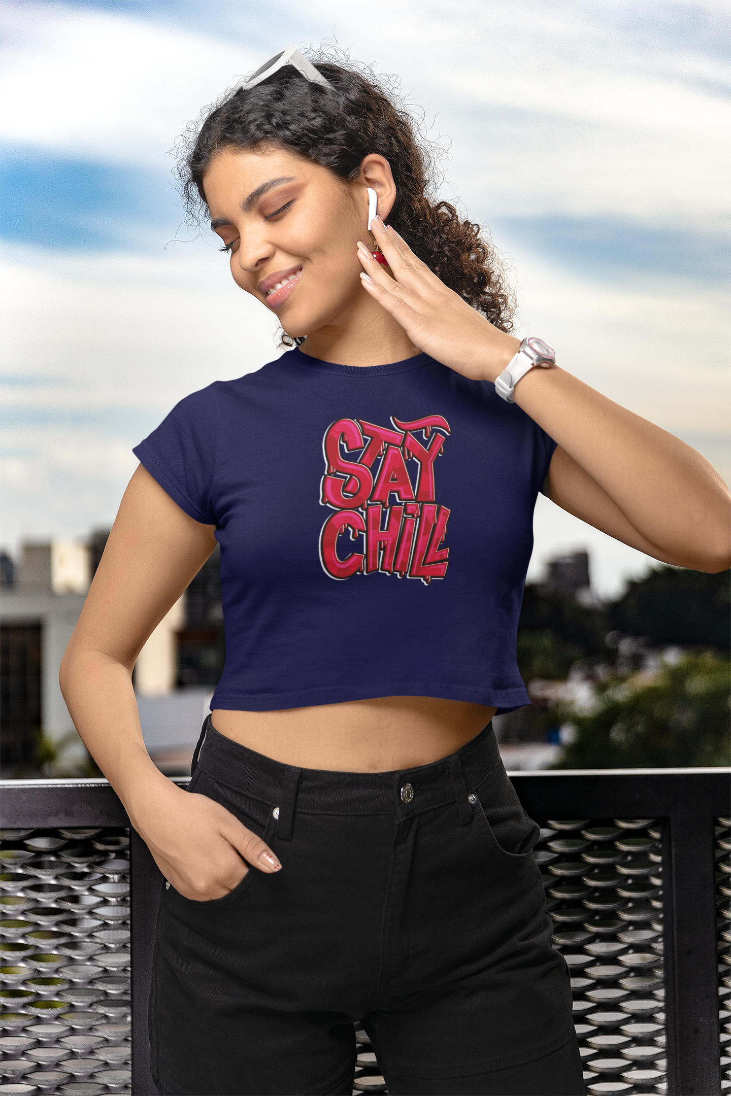 Stay Chill Women Printed Crop Top - Frabica