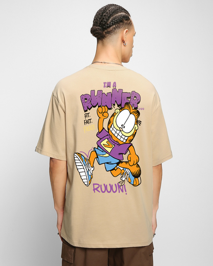 Garfield Da Runner  Men Oversized Printed T-shirt