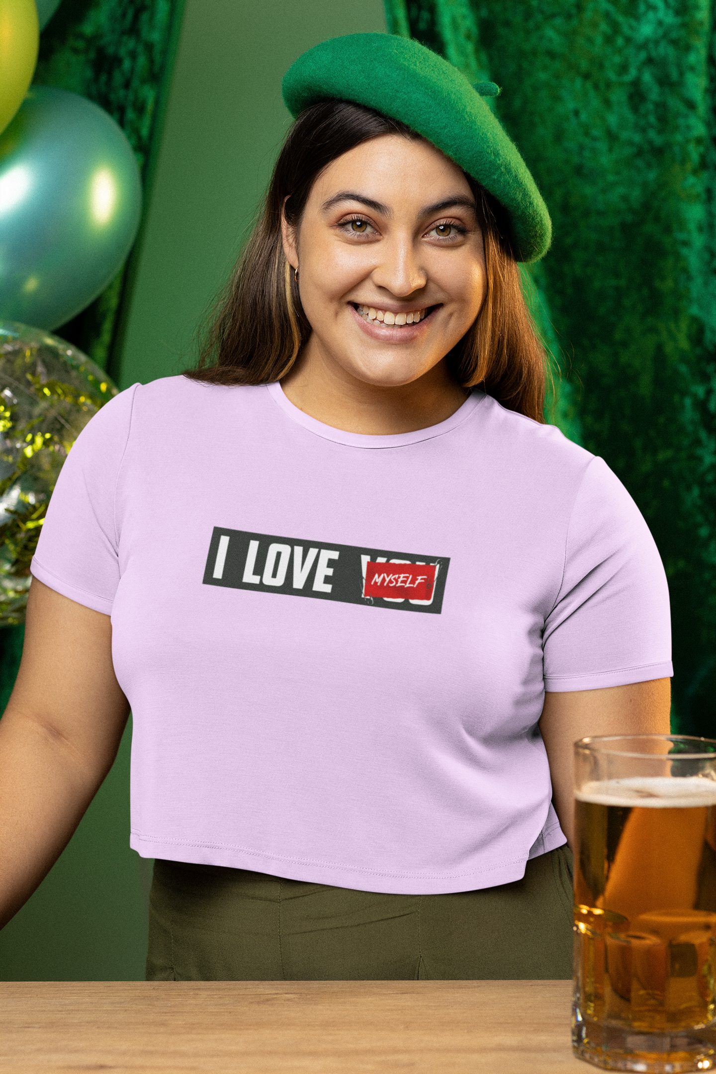 I Love Myself Women Printed Crop Top - Frabica