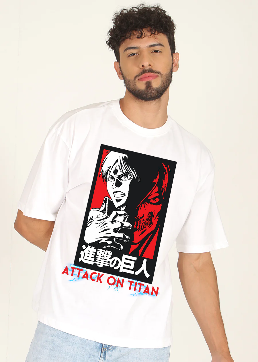 Eren Men Oversized Printed T-shirt (Attack on Titian)